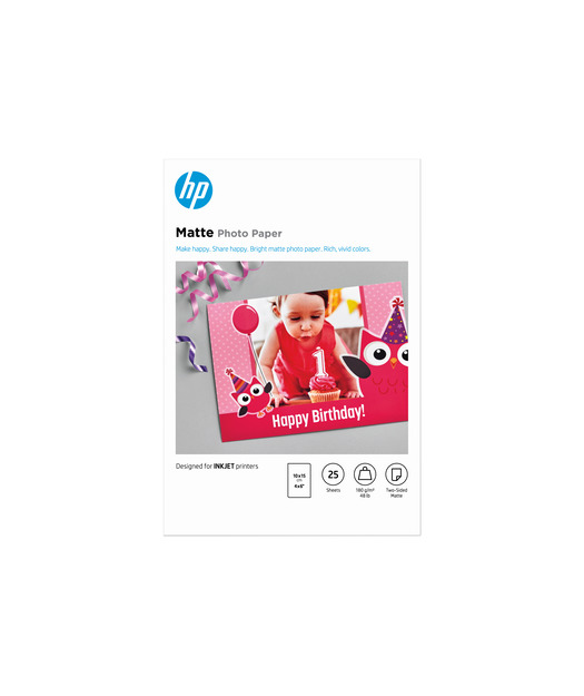 HP 7HF70A Matte FSC Photo Paper 4x6 25 sheets