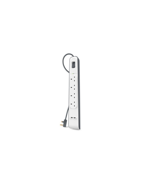 Belkin BS401 Surgemaster 4x Akım Koruyucu 2m Uzatma Kablolu Priz - Beyaz (2x2.A USB Girişli)