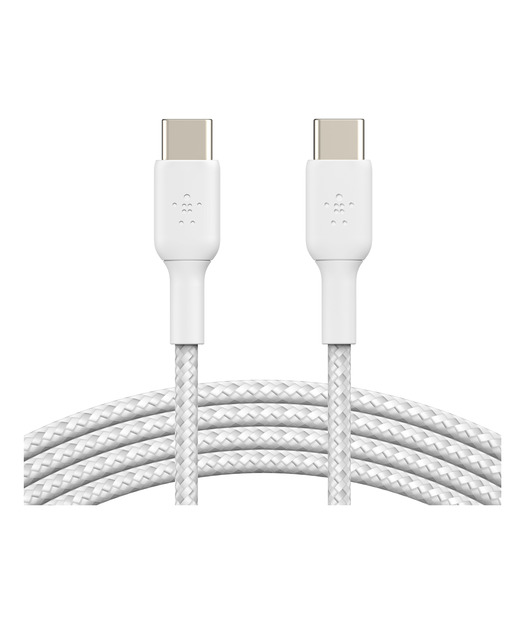 Belkin CAB004 BoostCharge 60W Örgülü USB-C'den USB-C'ye Kablo 1m 2'li Paket - Beyaz