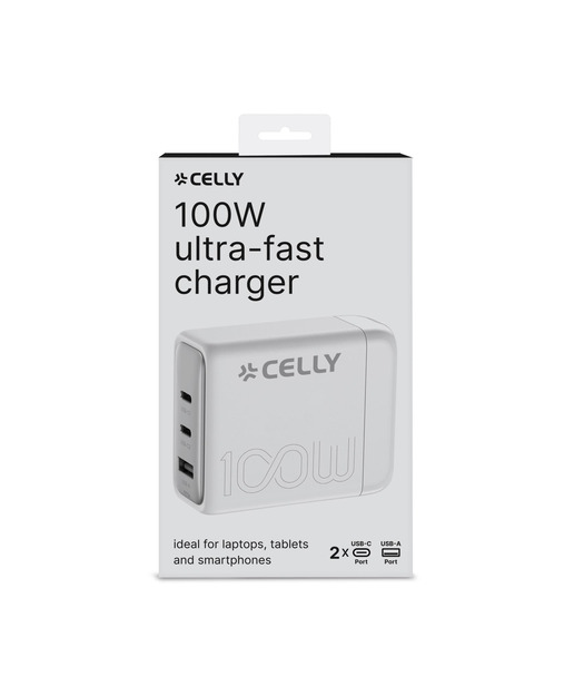 Celly 2USB-C+USB-A 100W GAN Duvar Şarjı