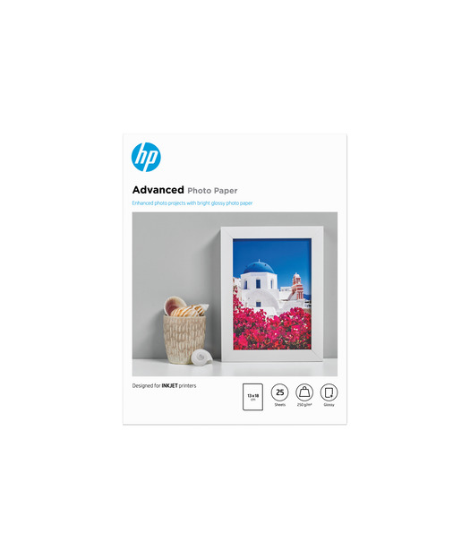HP Q8696A Gelişmiş Parlak Fotoğraf Kağıdı, 25 yaprak/13 x 18 cm kenar boşluksuz