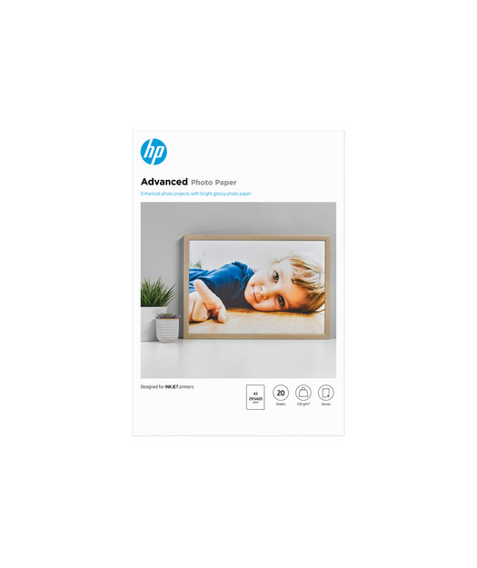 HP Q8697A Gelişmiş Parlak Fotoğraf Kağıdı, 20 yaprak/A3/297 x 420 mm