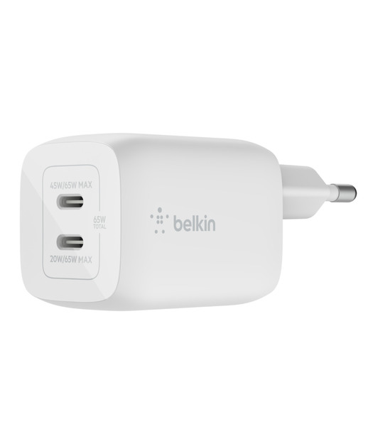 Belkin WCH013 65W 2'li USB-C PD GAN Hızlı Duvar Şarjı - Beyaz